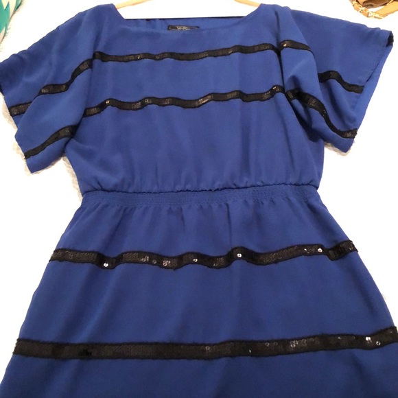Jessica Simpson navy blue black sequin dress - Picture 3 of 6